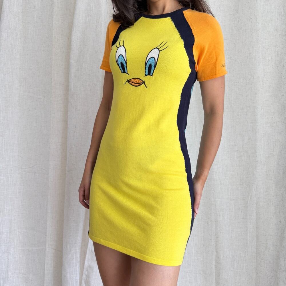 Vintage Iceberg Hisory Dress Small Looney Tunes Tweety Bird Cotton 90s Y2K Italy